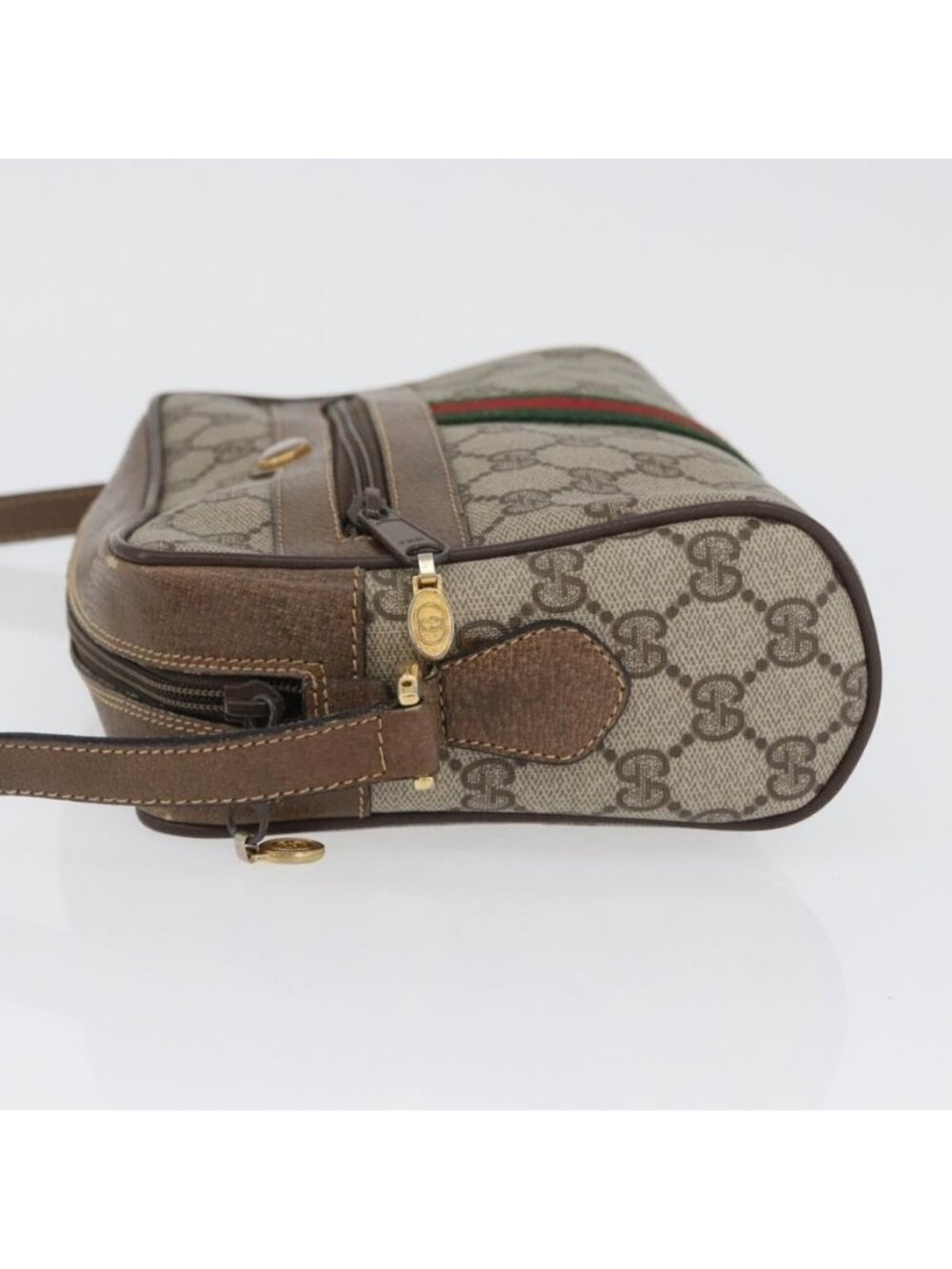 Authentic GUCCI GG Supreme Web Sherry Line Bag PVC Beige Gold 904 02 004 - Picture 11 of 16